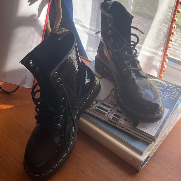 Black Patent Leather Women's Boots - Picture 2 of 3